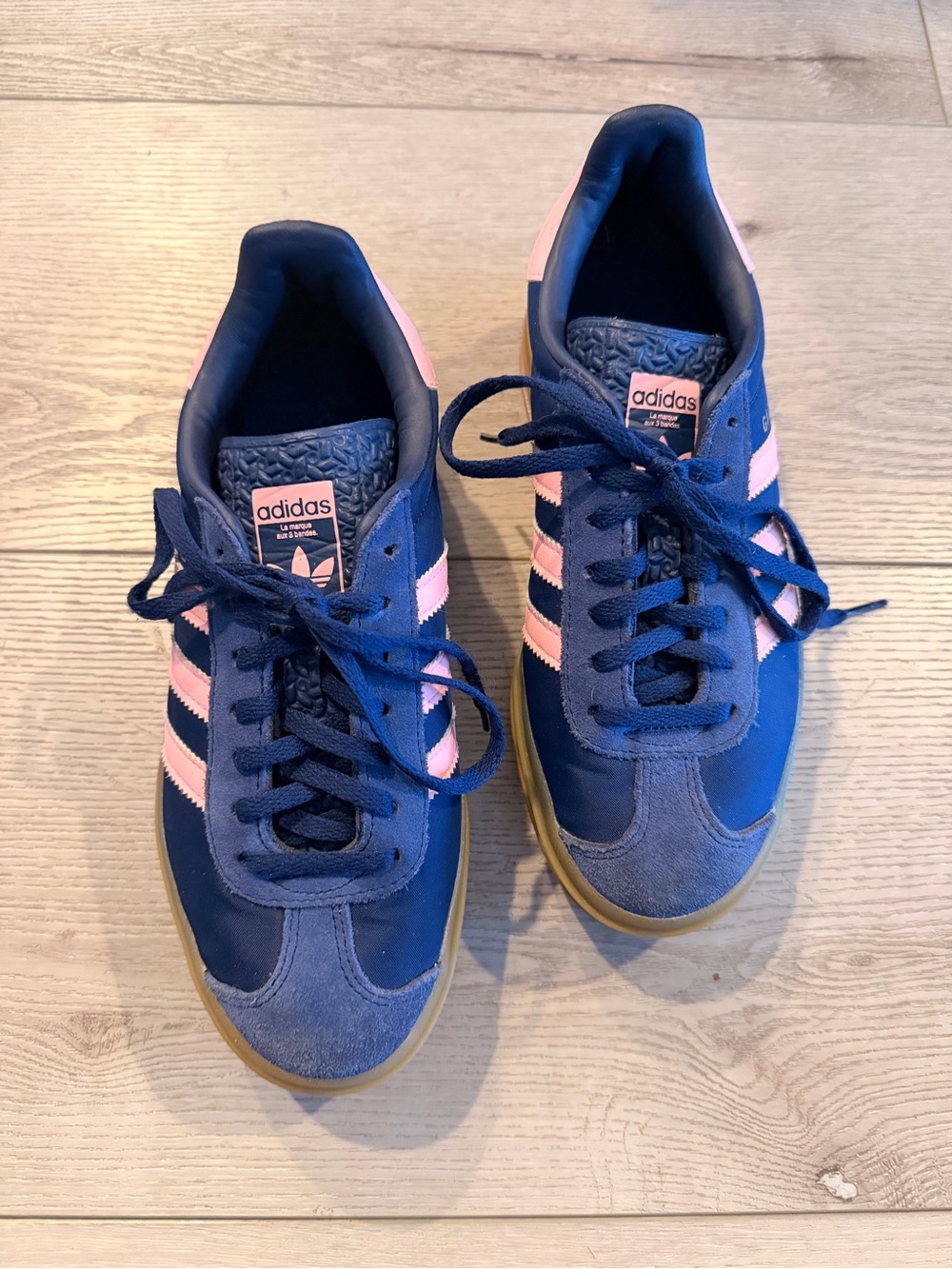 Adidas Gazelle Platform Navy and Pink shoe